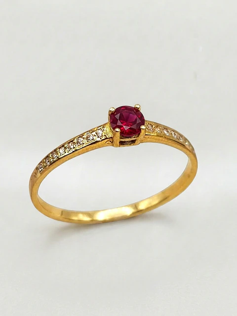 Anillo Solitario Cintillo Pasión Rubi Oro 18k