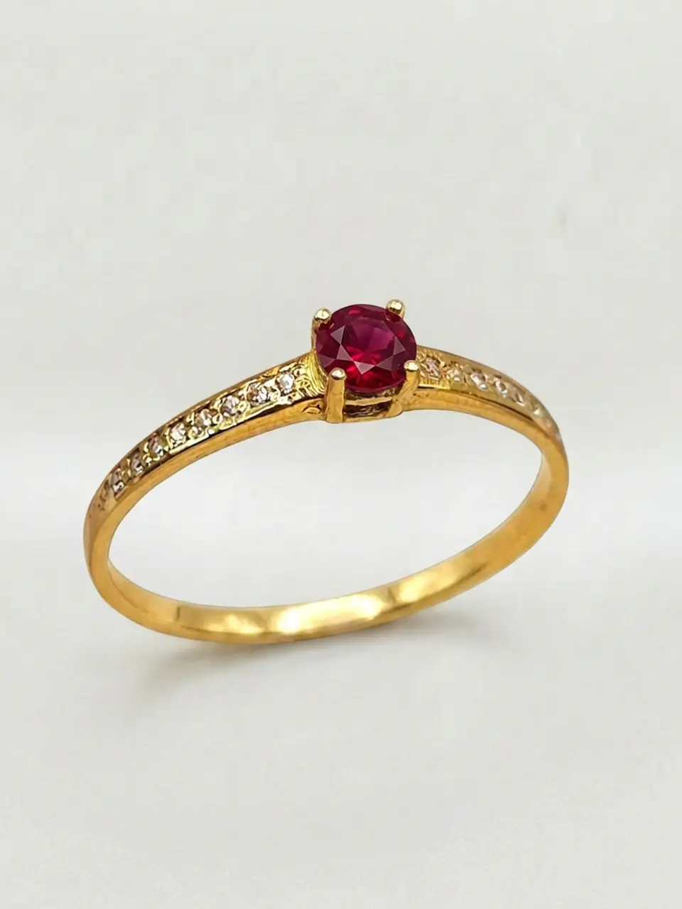 Anillo Solitario Cintillo Pasión Rubi Oro 18k 2