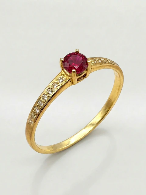Anillo Solitario Cintillo Pasión Rubi Oro 18k
