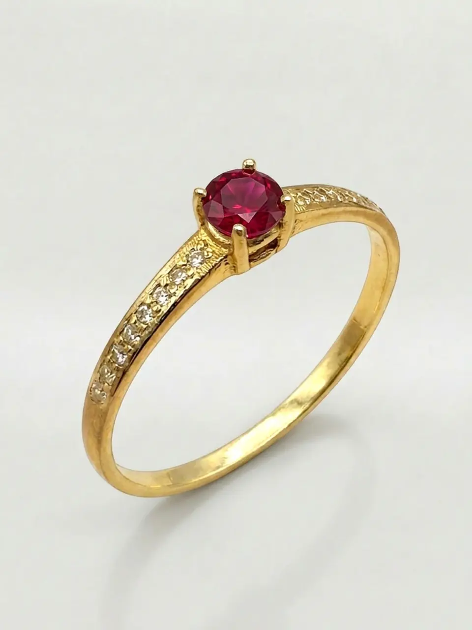 Anillo Solitario Cintillo Pasión Rubi Oro 18k 1