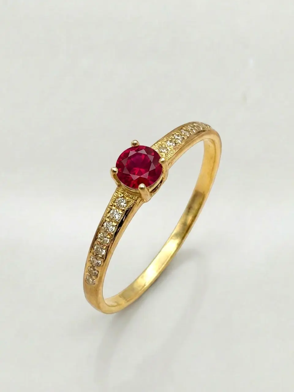 Anillo Solitario Cintillo Pasión Rubi Oro 18k 4