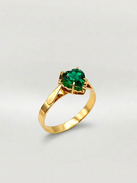 Anillo Chatón Corazón de Jardín Esmeralda Oro 18k