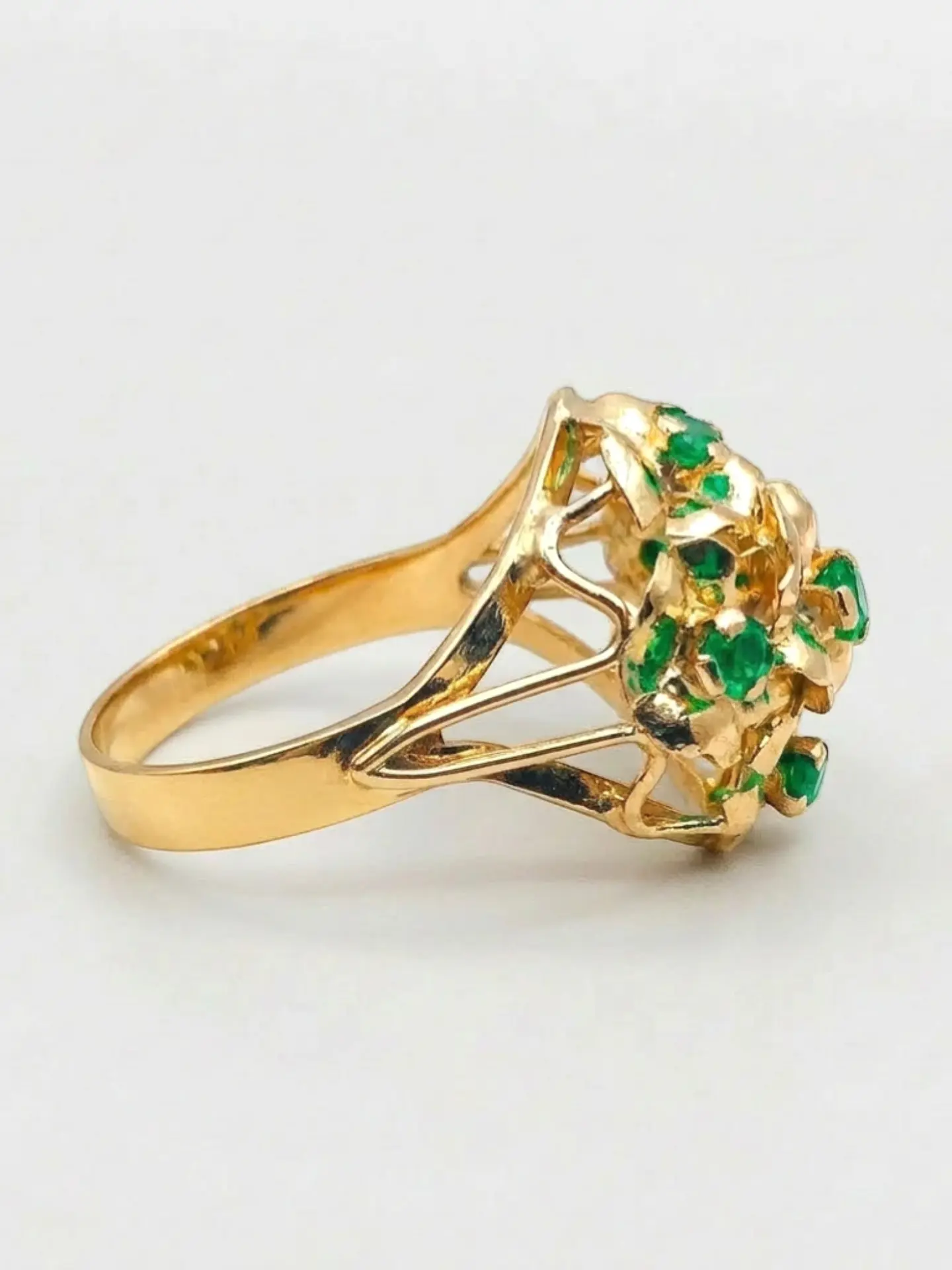 Anillo Florentino de Gala Esmeraldas Oro 18k 4