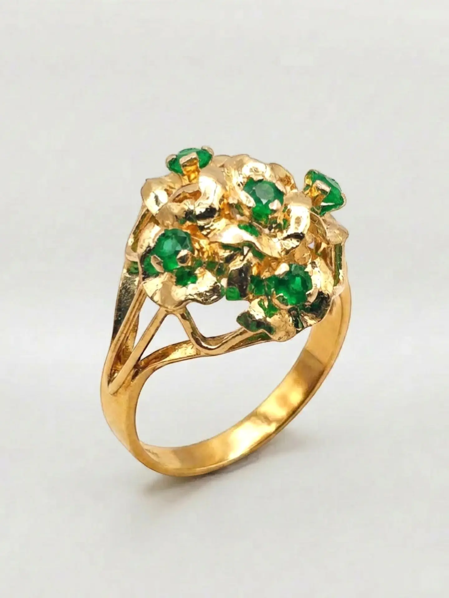 Anillo Florentino de Gala Esmeraldas Oro 18k 5