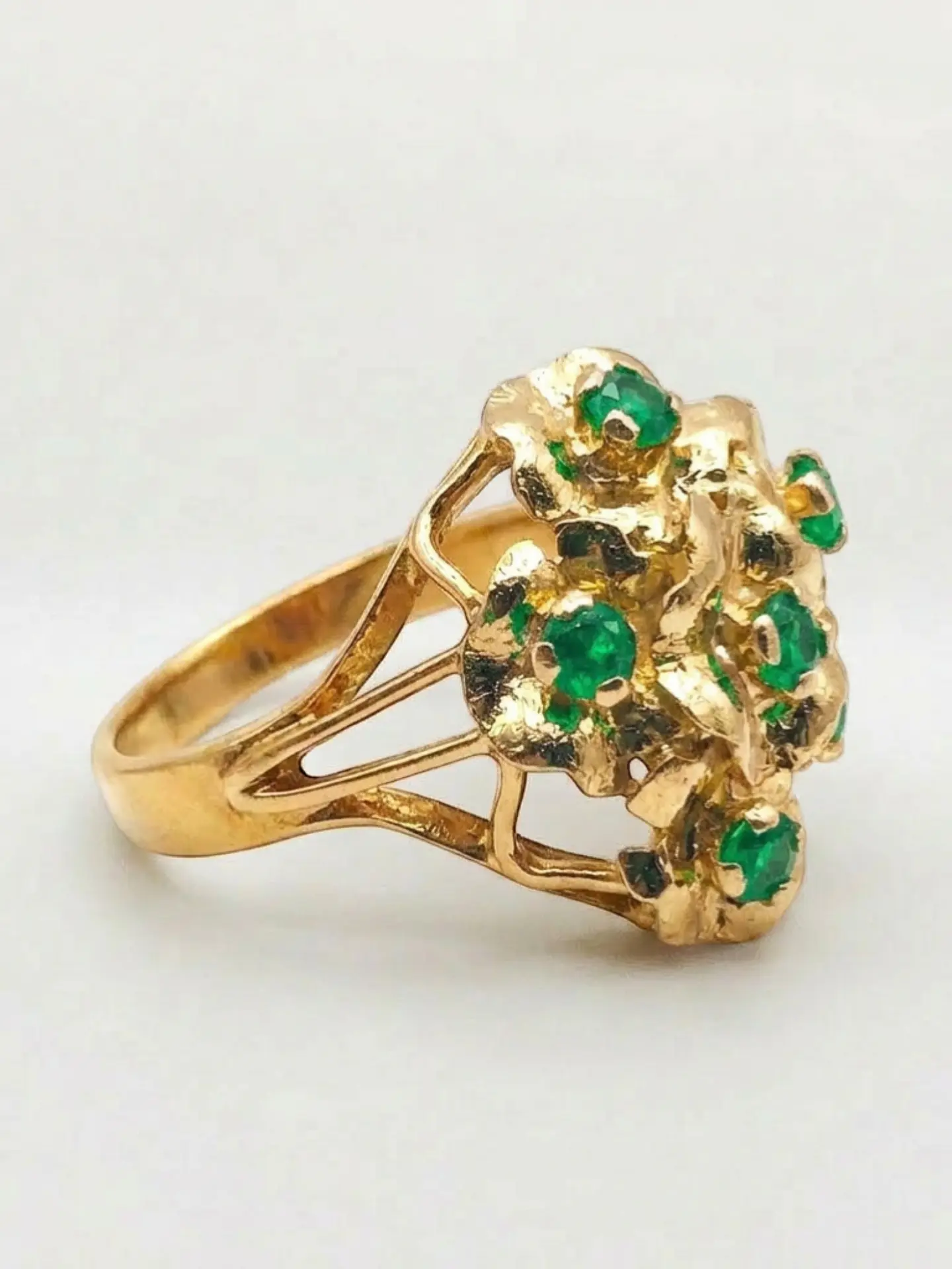 Anillo Florentino de Gala Esmeraldas Oro 18k 3