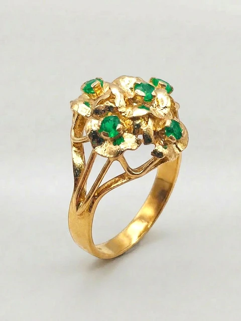 Anillo Florentino de Gala Esmeraldas Oro 18k