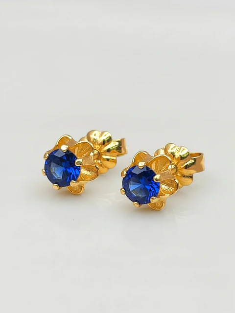 Aros Chatón Italiano Zafiro Grande Oro 18k
