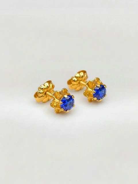 Aros Chatón Italiano Zafiro Grande Oro 18k