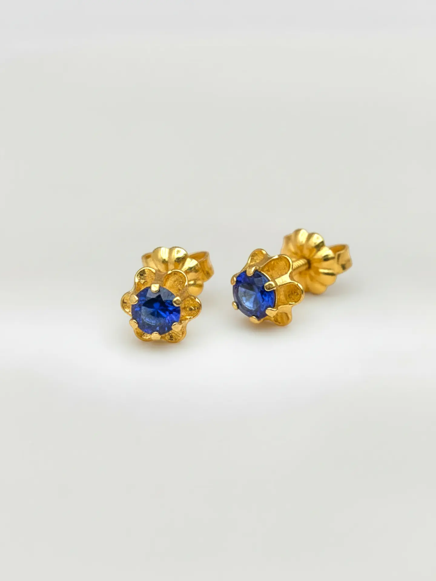 Aros Chatón Italiano Zafiro Grande Oro 18k 3