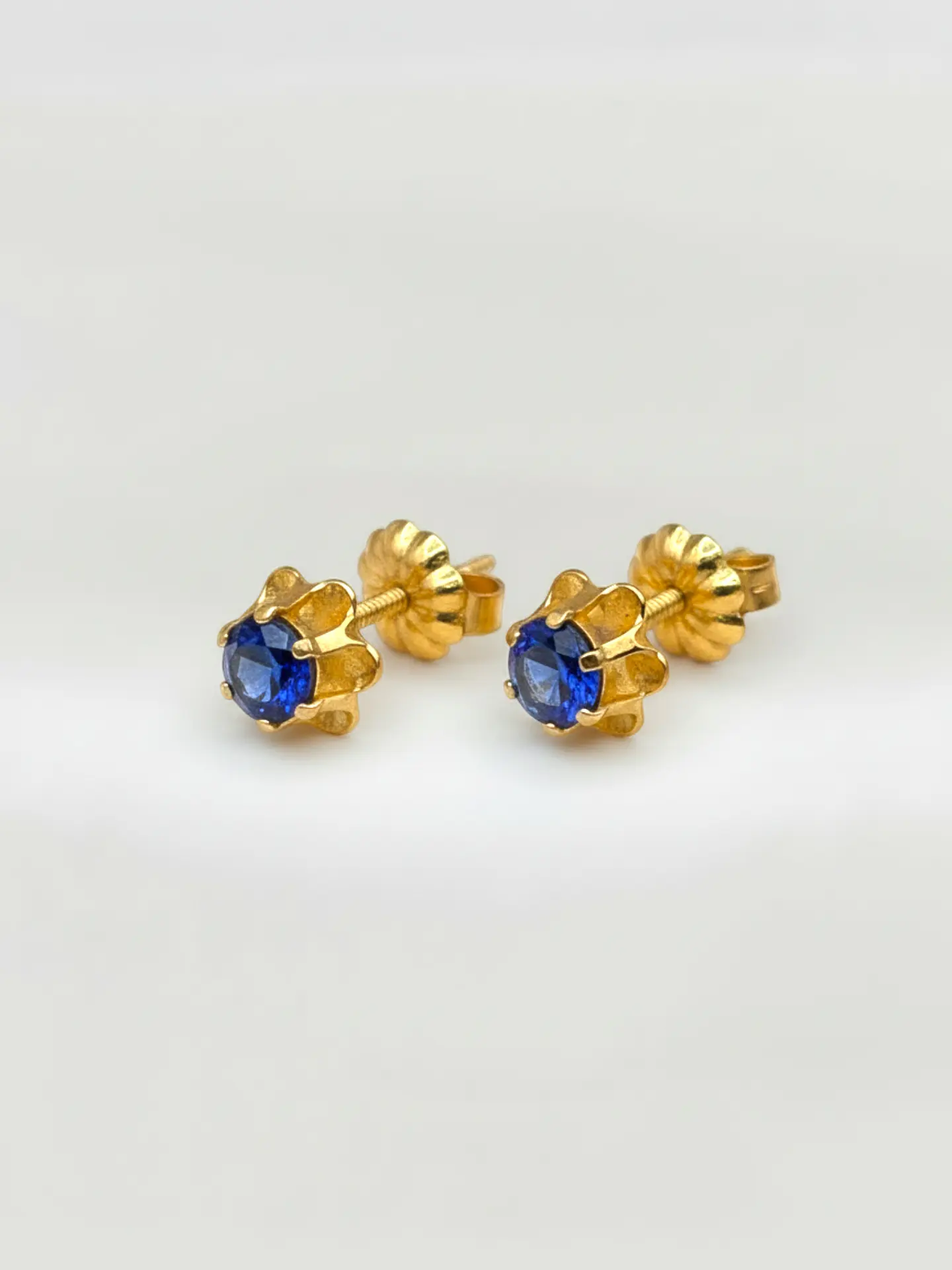 Aros Chatón Italiano Zafiro Grande Oro 18k 4