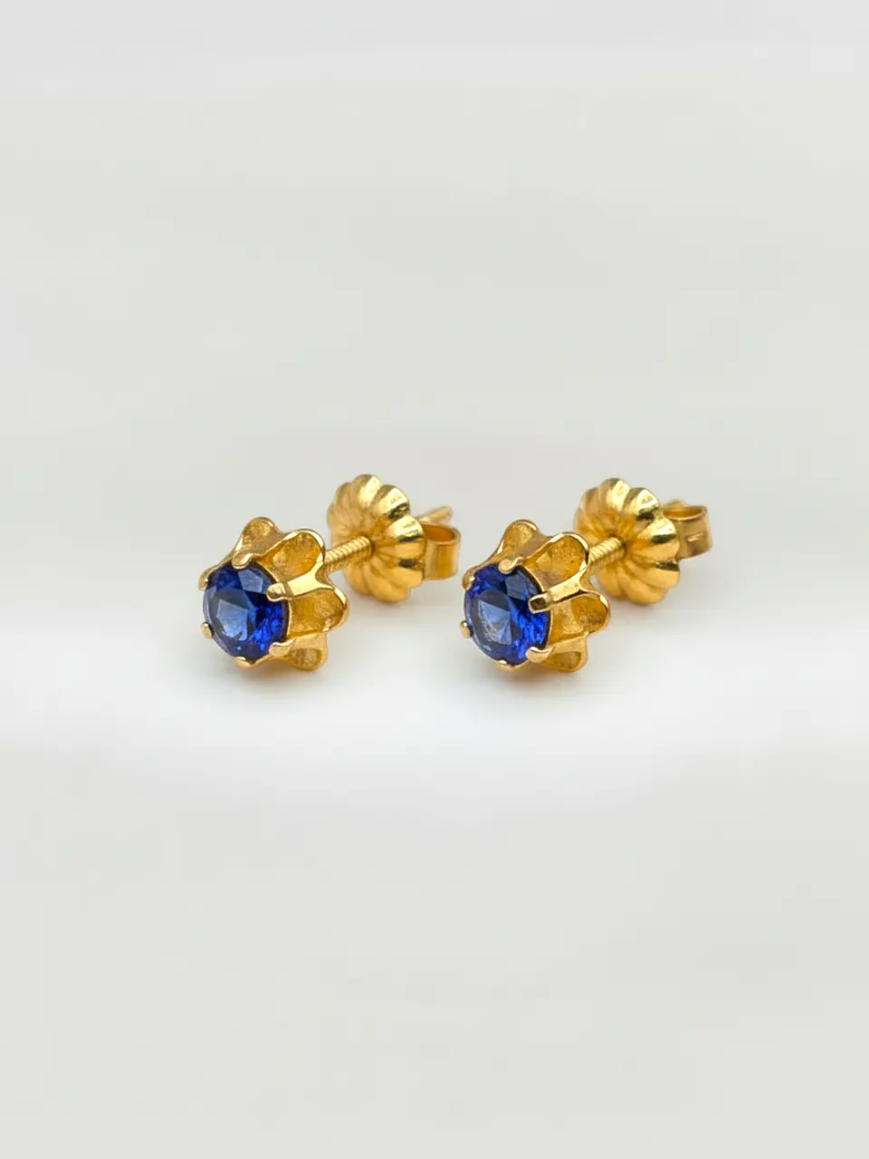 Aros Chatón Italiano Zafiro Grande Oro 18k 4