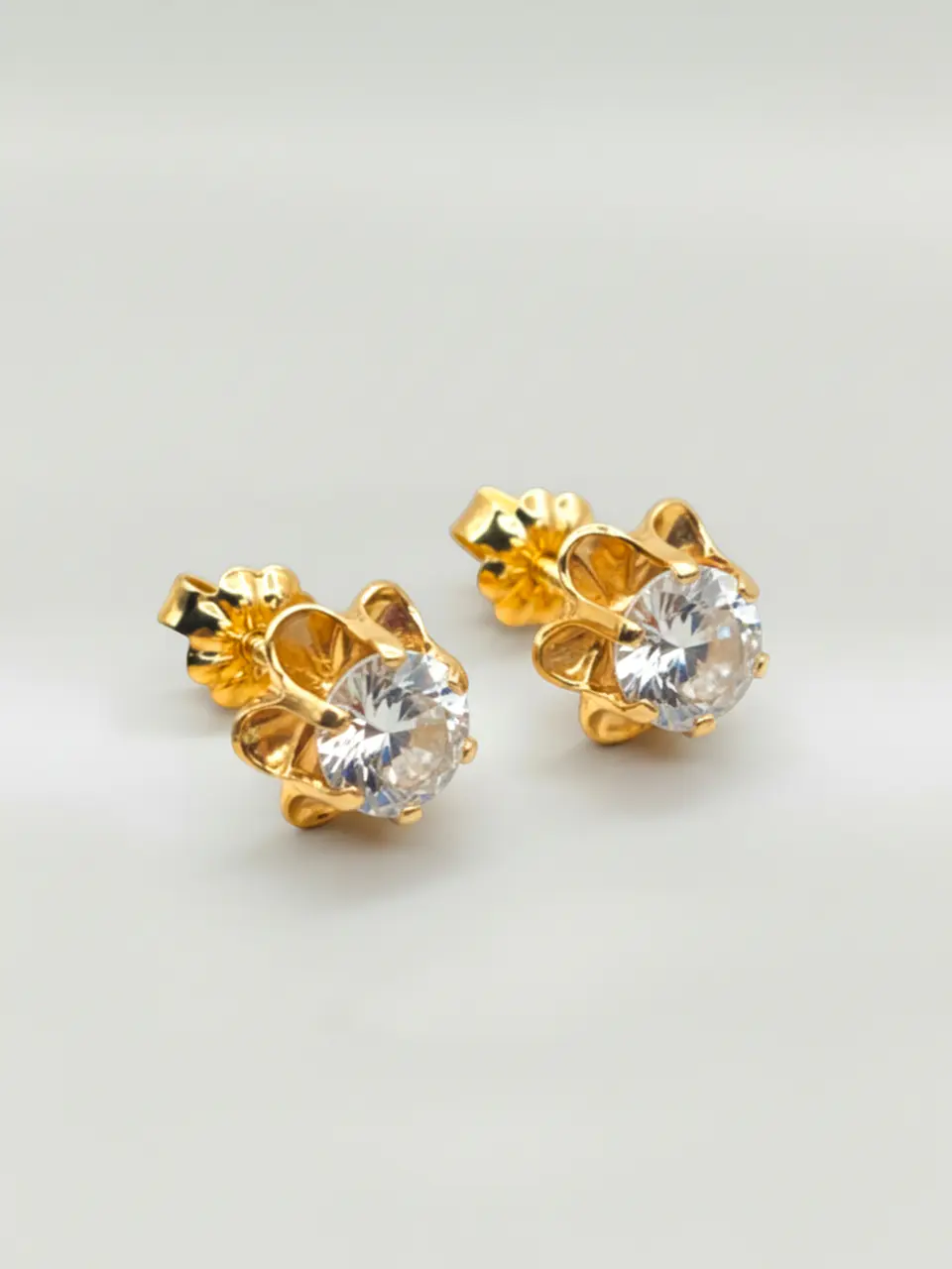 Aros Chatón Italiano Circón Grande Oro 18k 3