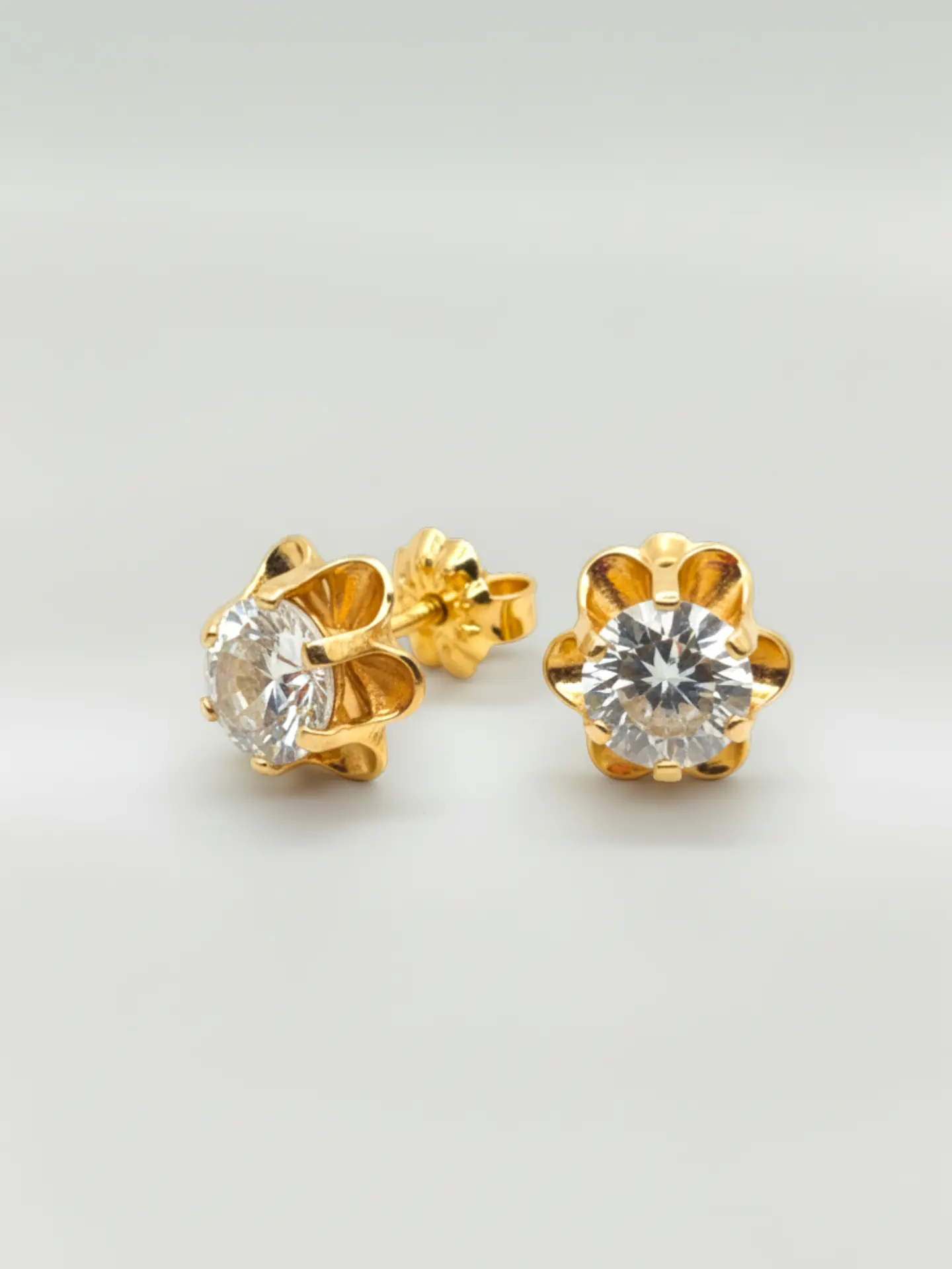 Aros Chatón Italiano Circón Grande Oro 18k 4