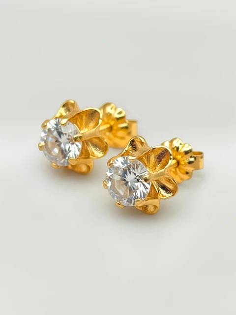 Aros Chatón Italiano Circón Grande Oro 18k