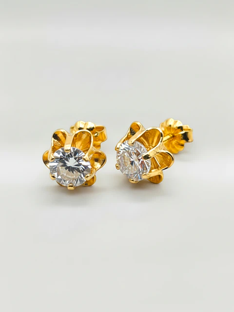Aros Chatón Italiano Circón Grande Oro 18k