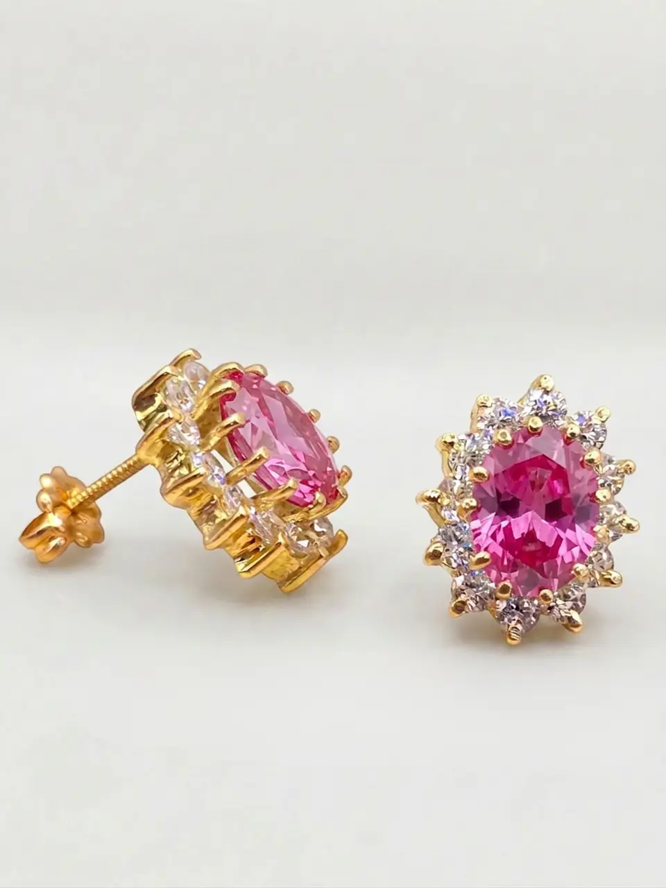 Aros Reina Majestuosa Rosa de Francia y Circones Oro 18k 4
