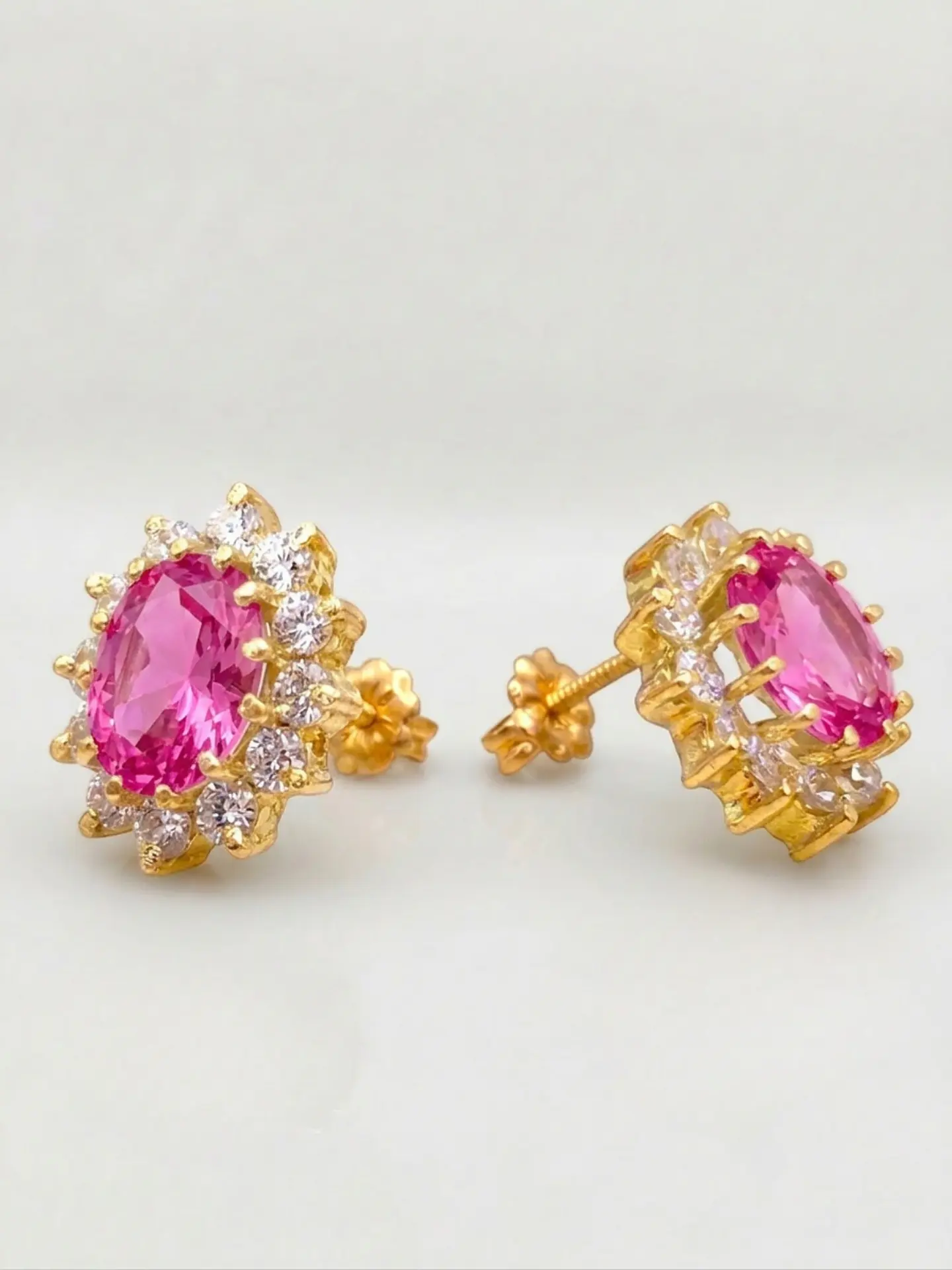 Aros Reina Majestuosa Rosa de Francia y Circones Oro 18k 5