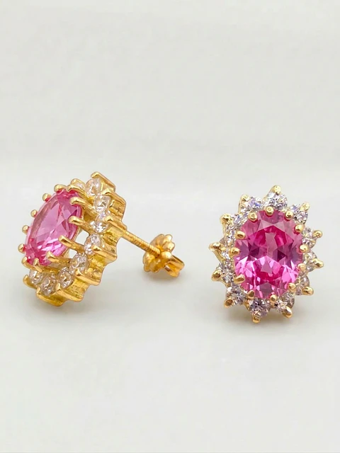 Aros Reina Majestuosa Rosa de Francia y Circones Oro 18k