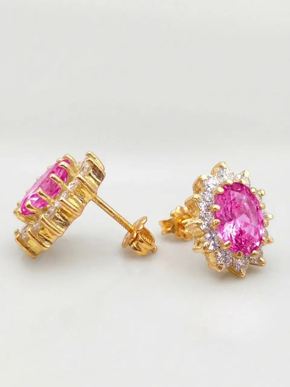 Aros Reina Majestuosa Rosa de Francia y Circones Oro 18k 6