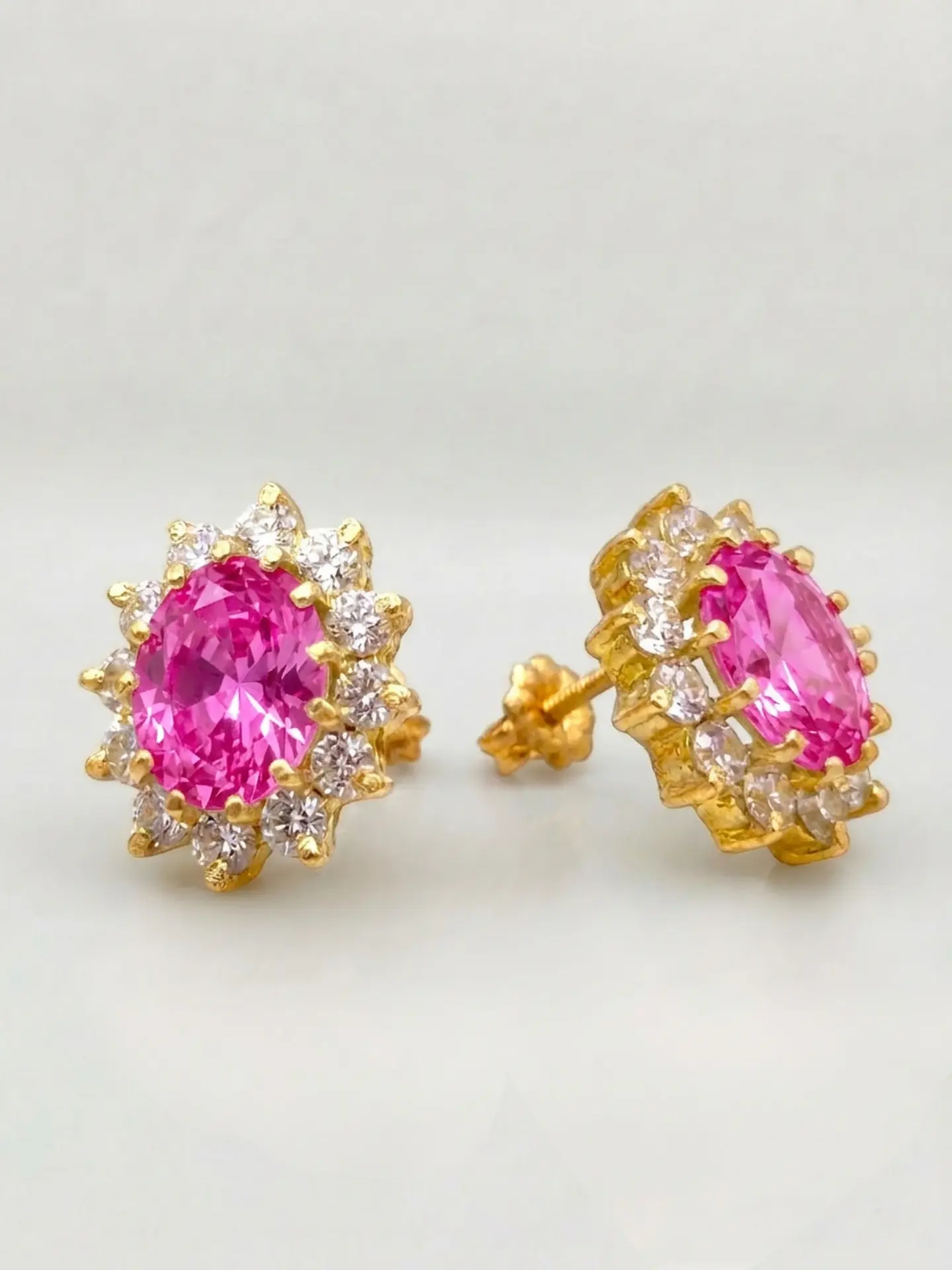 Aros Reina Majestuosa Rosa de Francia y Circones Oro 18k 3