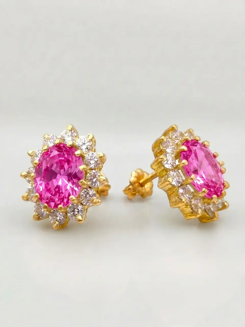 Aros Reina Majestuosa Rosa de Francia y Circones Oro 18k 3
