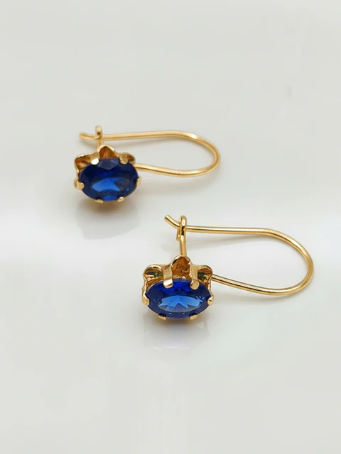 Aros Chatón Italiano Real Zafiro Oro 18k