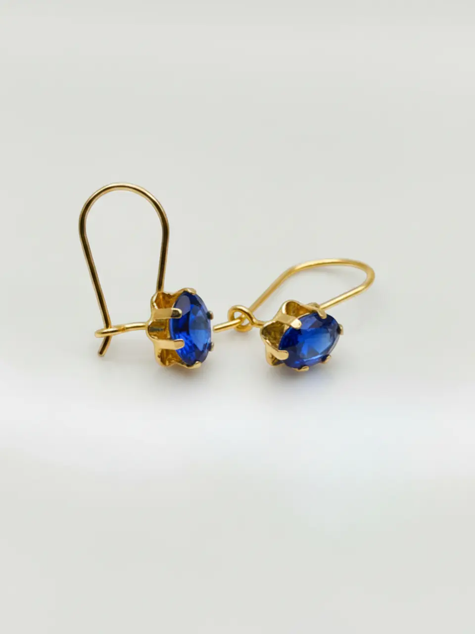 Aros Chatón Italiano Real Zafiro Oro 18k 4