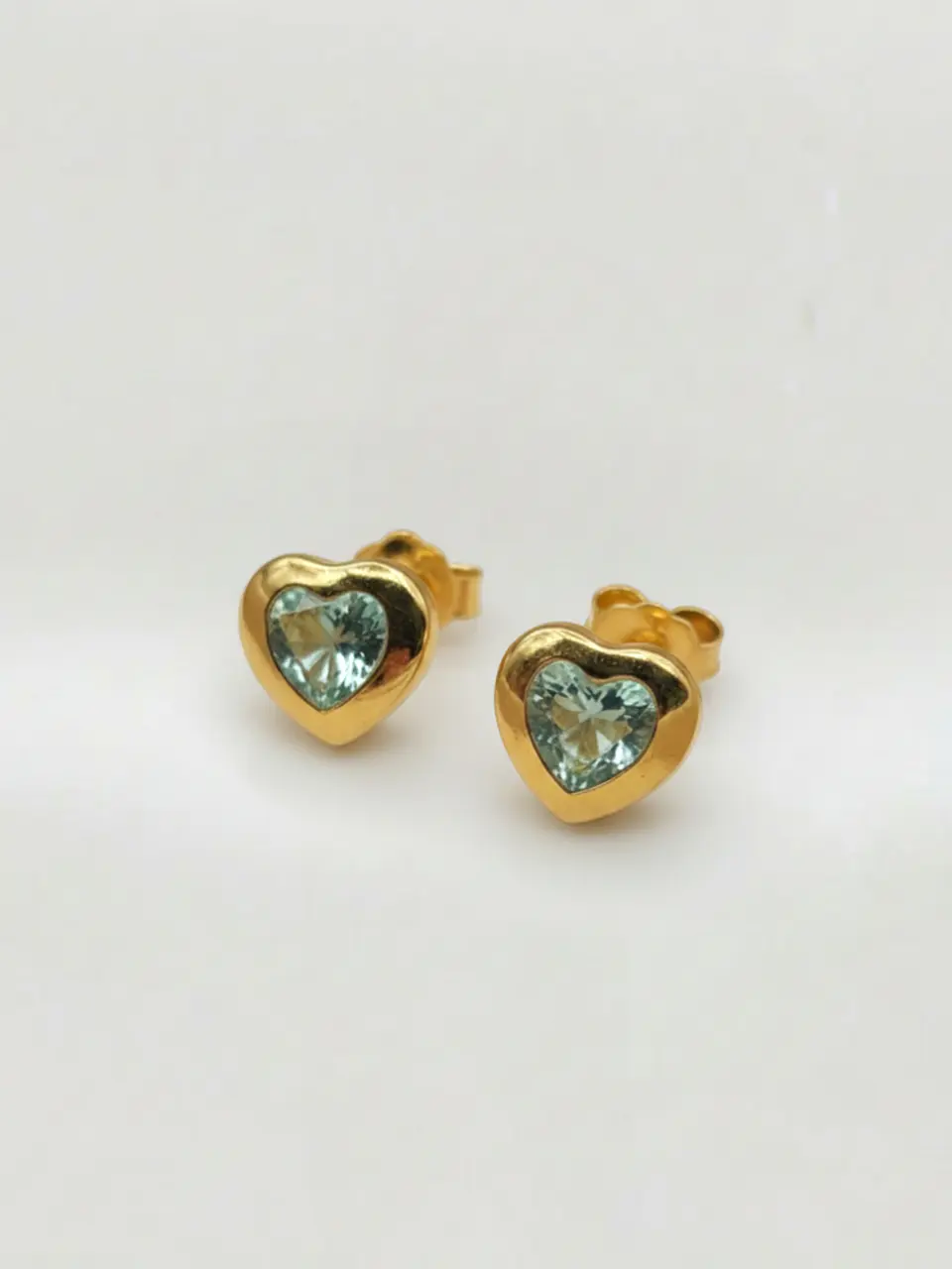 Aros Corazón Mar Aguamarina Grande Oro 18k 3