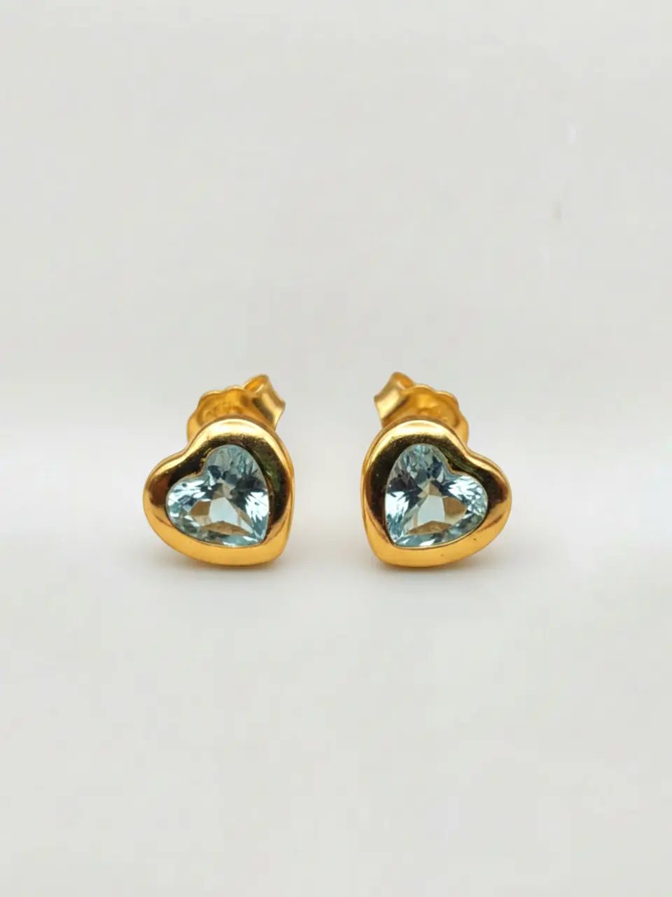 Aros Corazón Mar Aguamarina Grande Oro 18k 1