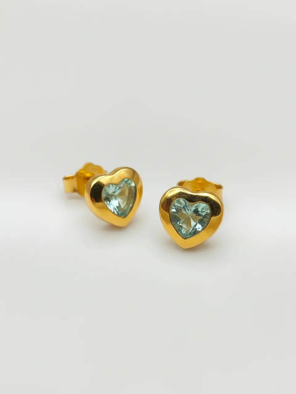 Aros Corazón Mar Aguamarina Grande Oro 18k 4