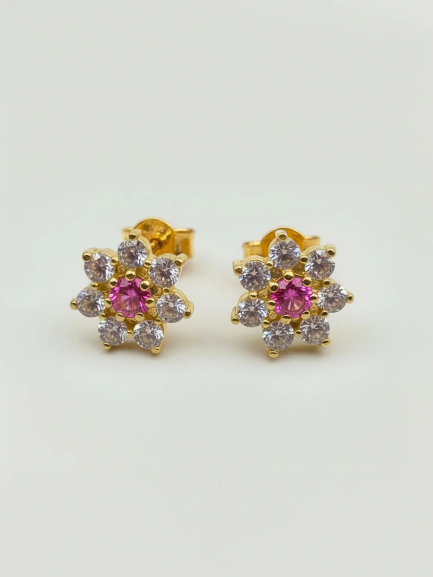 Aros Roseta Rosa de Francia y Circones Grande Oro 18k 1