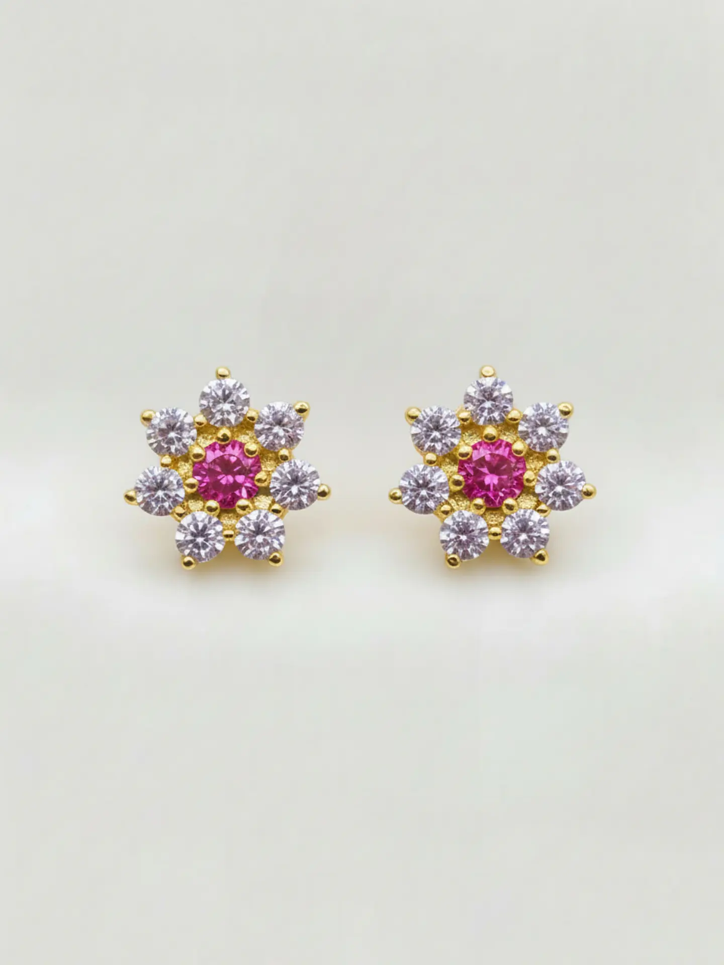 Aros Roseta Rosa de Francia y Circones Grande Oro 18k 2