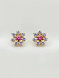 Aros Roseta Rosa de Francia y Circones Grande Oro 18k - Miniatura 2
