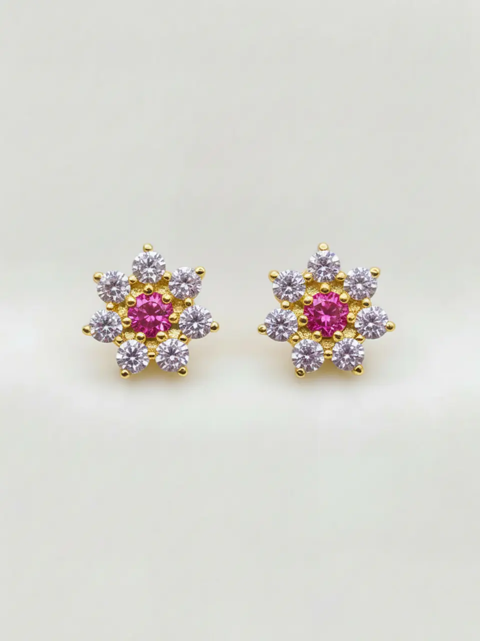 Aros Roseta Rosa de Francia y Circones Grande Oro 18k 2