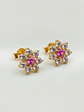 Aros Roseta Rosa de Francia y Circones Grande Oro 18k - Miniatura 3