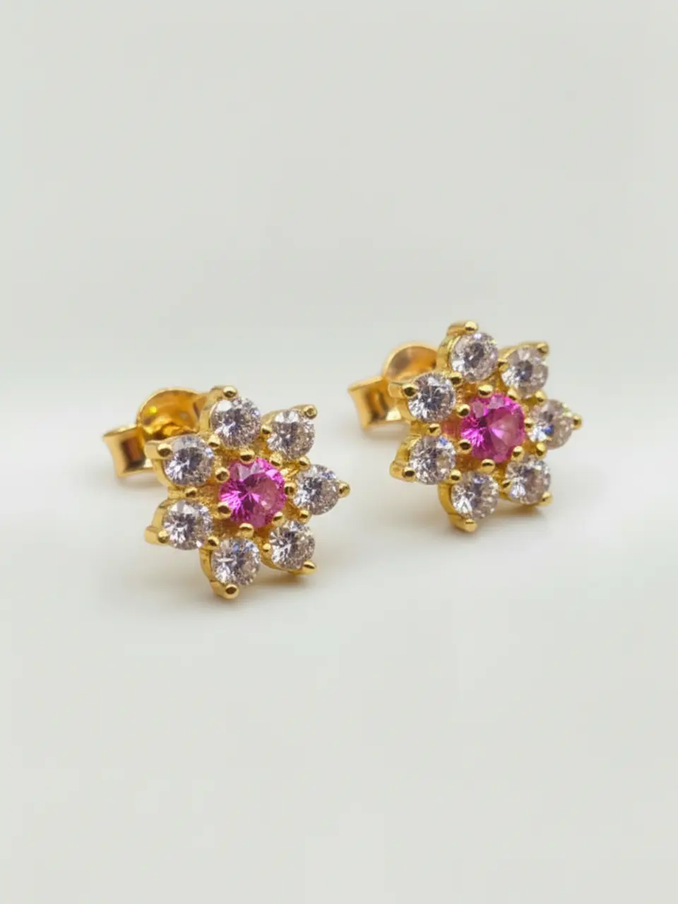 Aros Roseta Rosa de Francia y Circones Grande Oro 18k 3