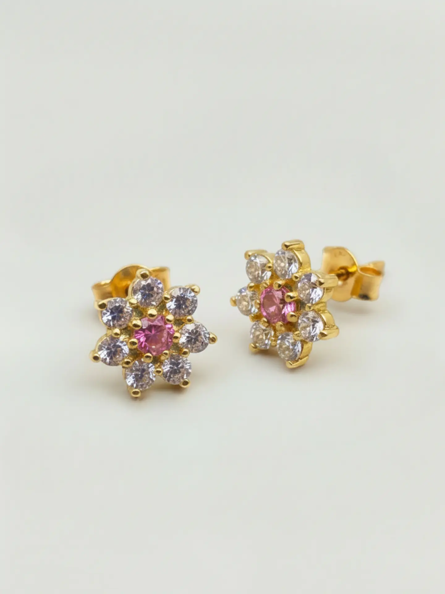 Aros Roseta Rosa de Francia y Circones Grande Oro 18k 4