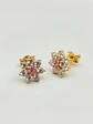 Aros Roseta Rosa de Francia y Circones Grande Oro 18k - Miniatura 4