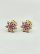 Aros Roseta Rosa de Francia y Circones Grande Oro 18k - Miniatura 5