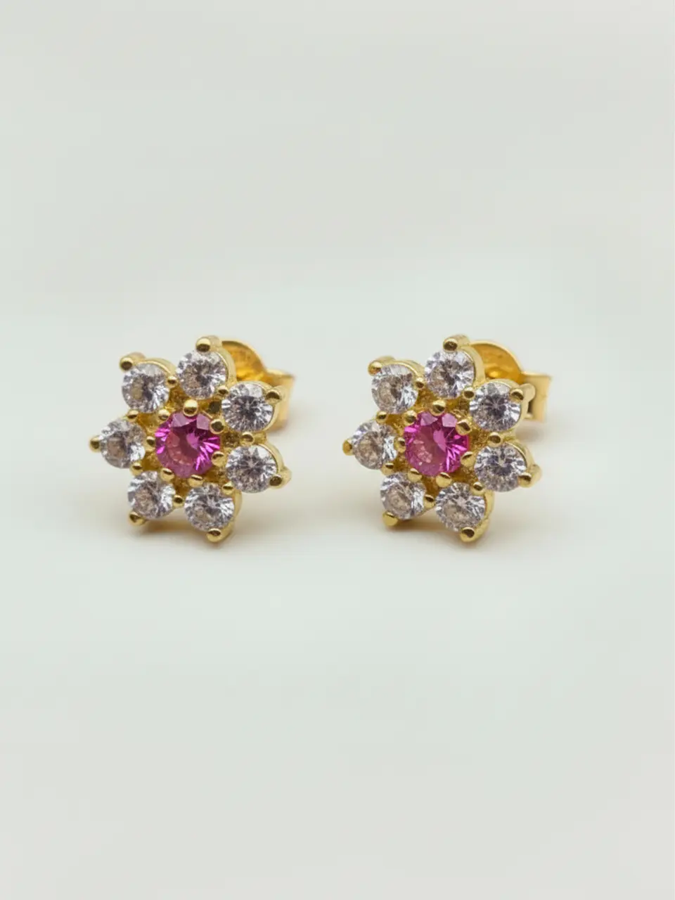 Aros Roseta Rosa de Francia y Circones Grande Oro 18k 5