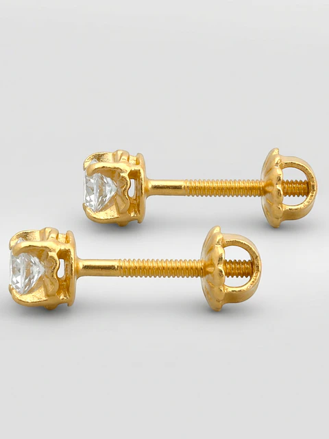 Aros chatón circón chicos Oro 18k