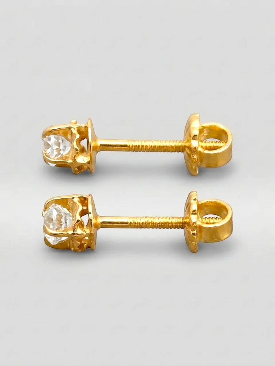 Aros chatón circón chicos Oro 18k 3
