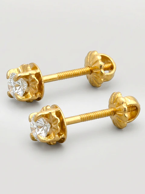 Aros chatón circón chicos Oro 18k