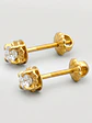 Aros chatón circón chicos Oro 18k - Miniatura 1