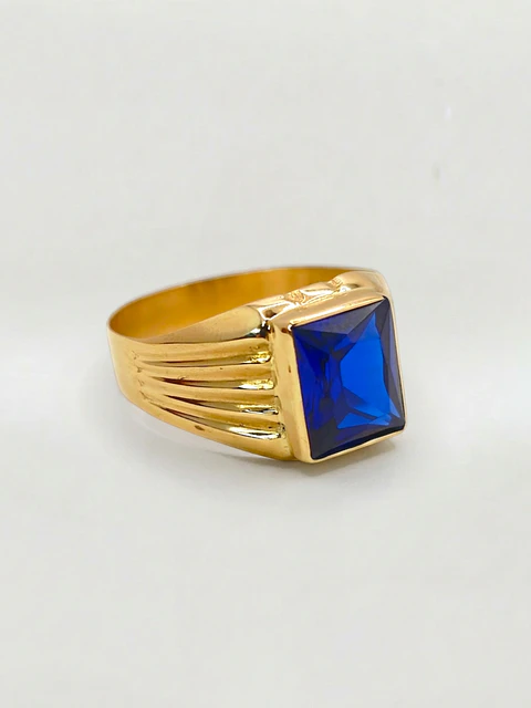 Anillo sello real zafiro Oro 18k