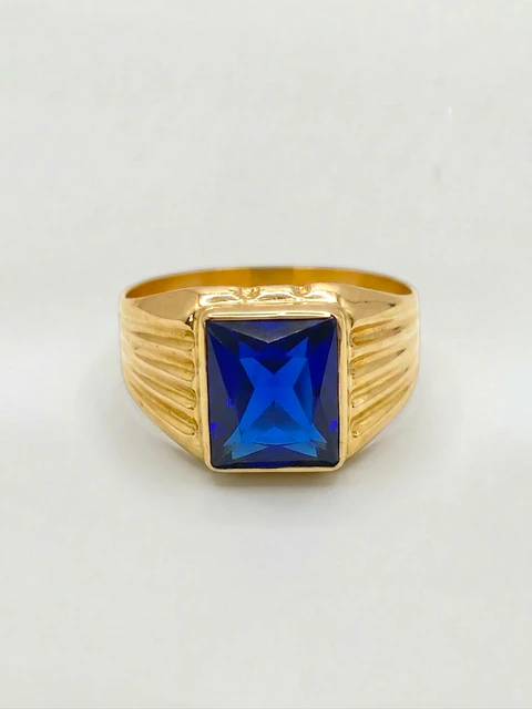 Anillo sello real zafiro Oro 18k