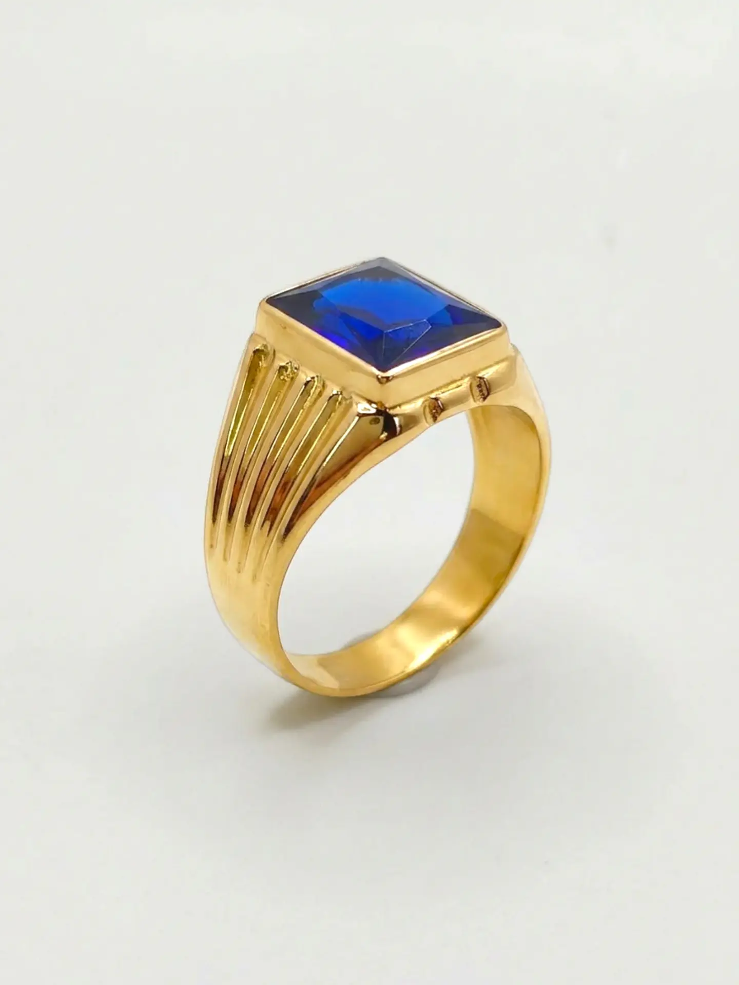 Anillo sello real zafiro Oro 18k 4