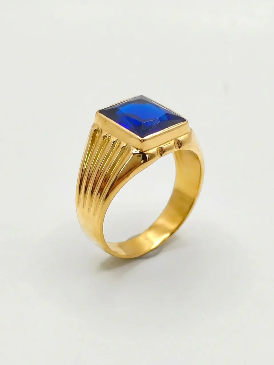 Anillo sello real zafiro Oro 18k 4