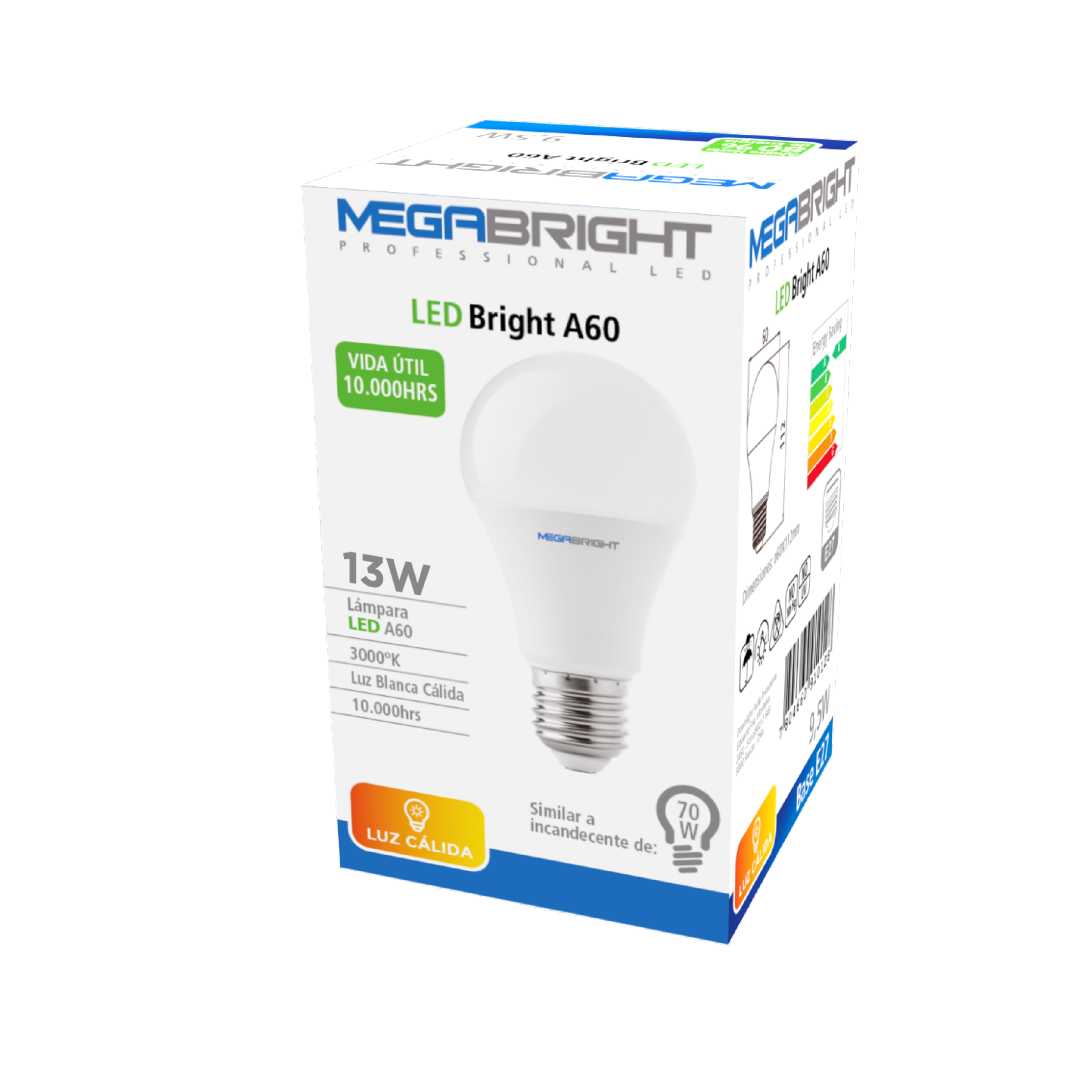 AMPOLLETA LED MEGABRIGHT E-27 LUZA CALIDA 13W COD.120504