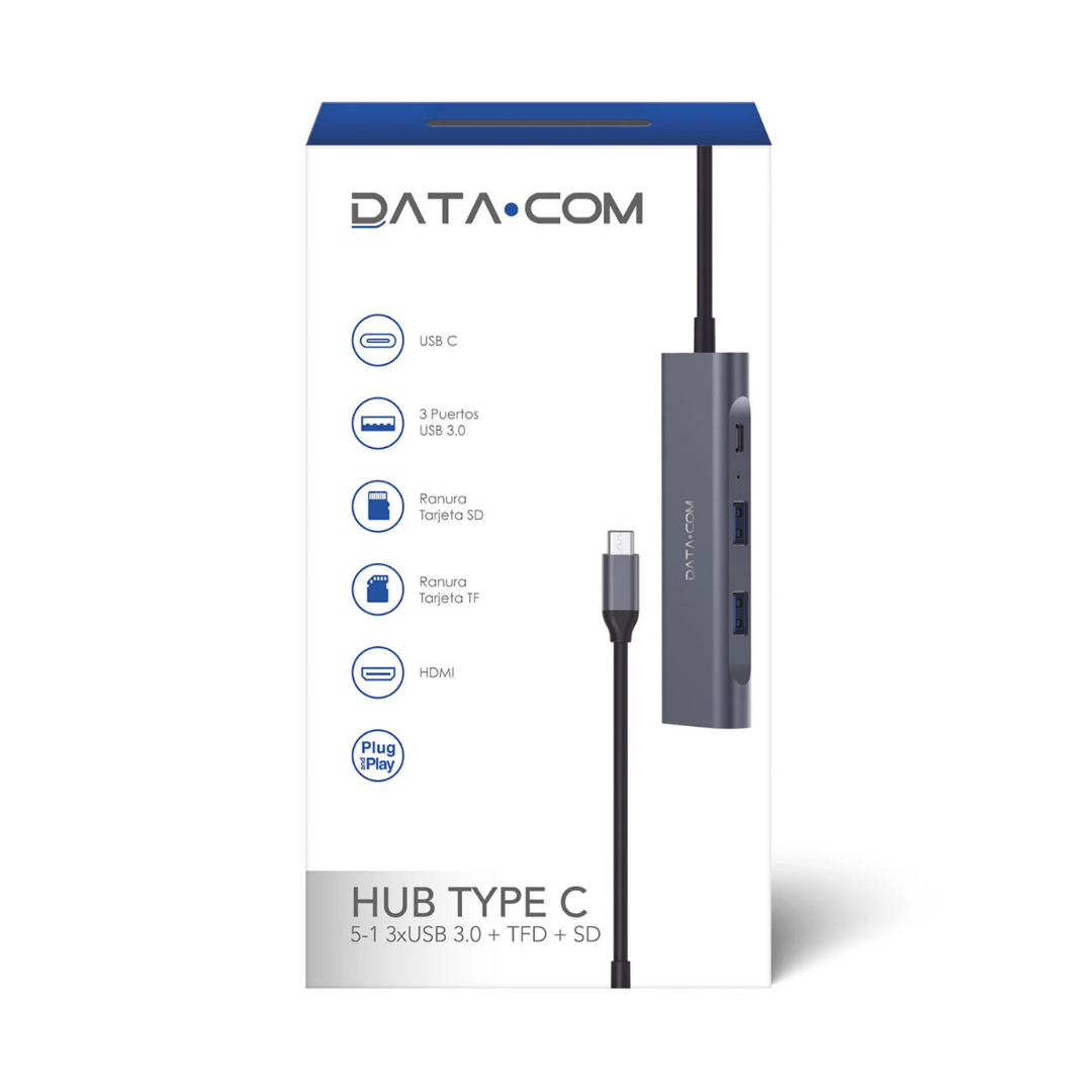 HUB TIPO C 5-1 3 USB TF/SD DATA.COM